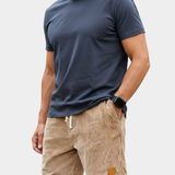 Men's Elastic Waist Shorts in Khaki