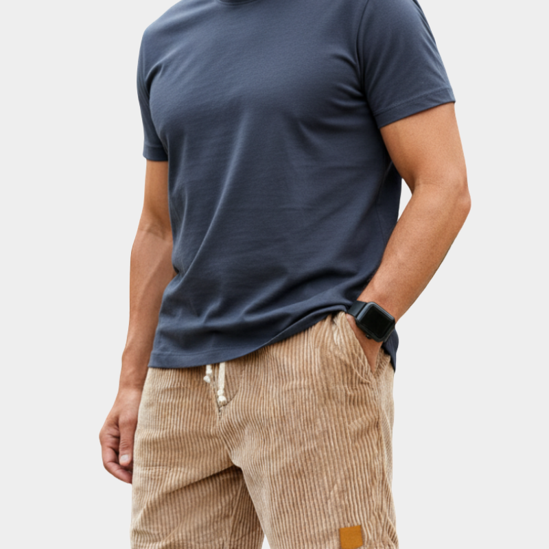 Men's Elastic Waist Shorts in Khaki