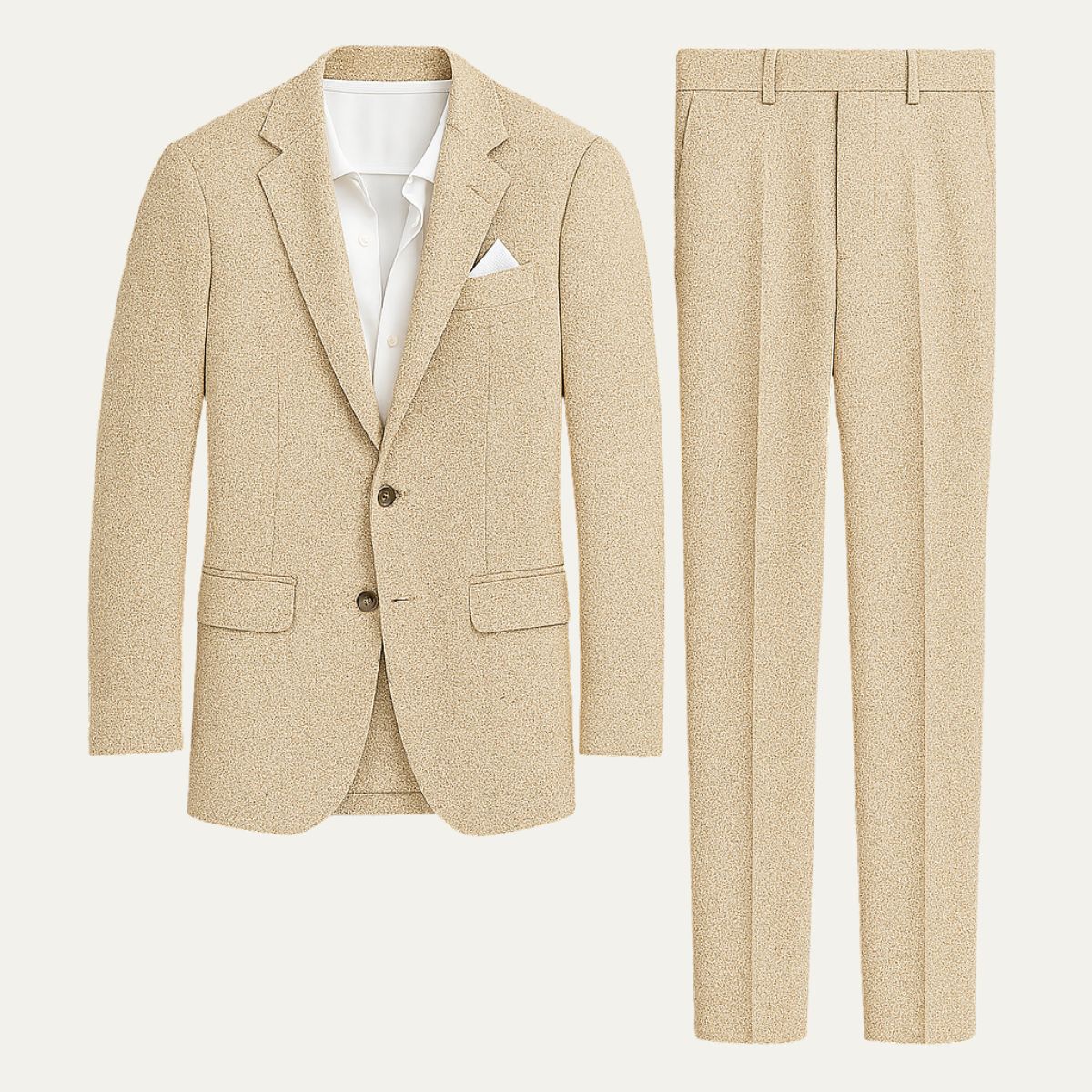 Khaki Linen Men's Two-Piece Suit