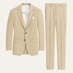 Khaki Linen Men's Two-Piece Suit