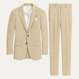 Khaki Linen Men's Two-Piece Suit