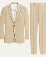 Khaki Linen Men's Two-Piece Suit