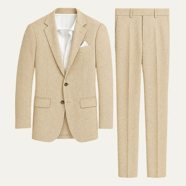 Khaki Linen Men's Two-Piece Suit