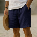 Men's Elastic Waist Shorts in Navy Blue