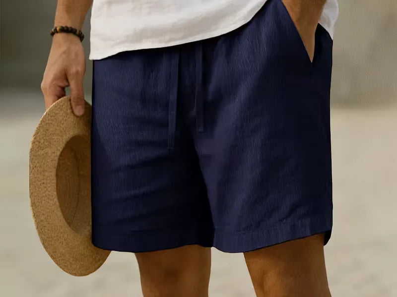 Men's Elastic Waist Shorts in Navy Blue