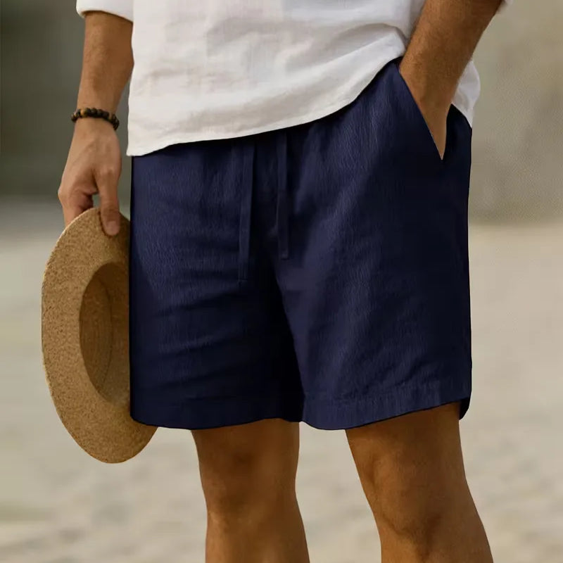 Men's Elastic Waist Shorts in Navy Blue