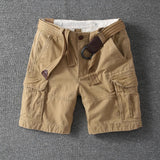 Beige cotton cargo shorts