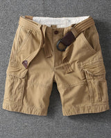 Beige cotton cargo shorts
