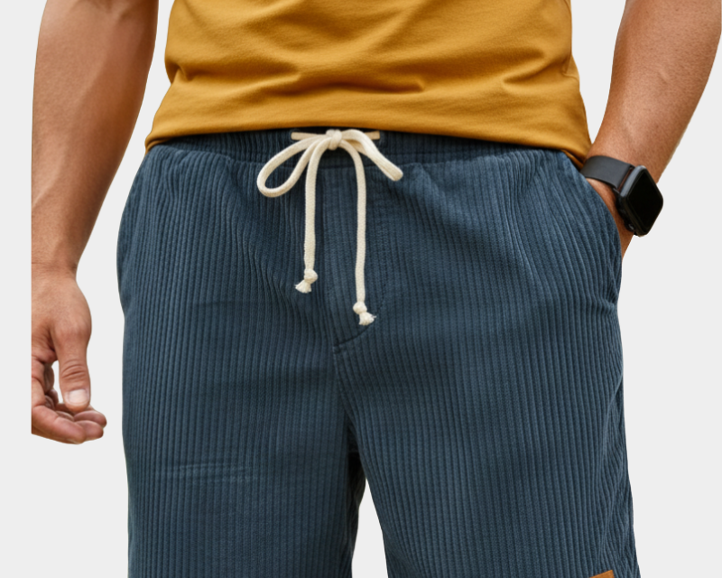 Men's Elastic Waist Shorts in Navy Blue