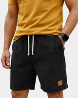 Men's Elastic Waist Shorts in Black