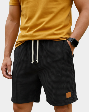 Men's Elastic Waist Shorts in Black
