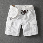 White cotton cargo shorts