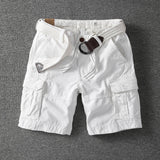 White cotton cargo shorts