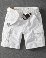 White cotton cargo shorts