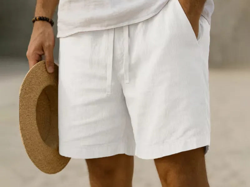 Men's Elastic Waist Shorts in White