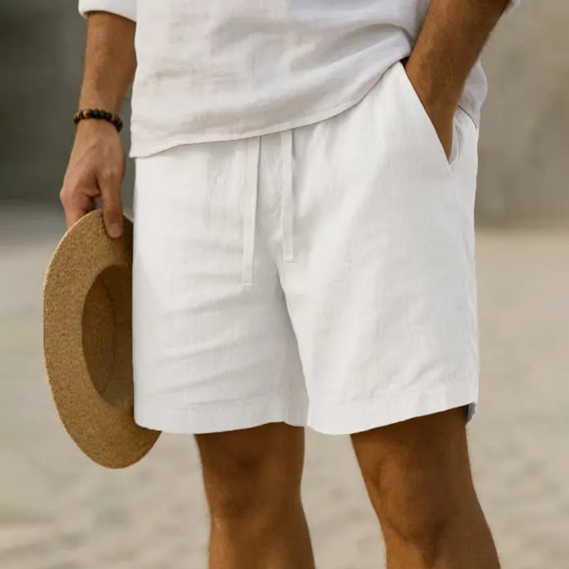 Men's Elastic Waist Shorts in White