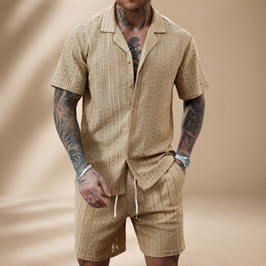 Herren Struktur-Strick Set | Lässiges Zweiteiliges Sommer-Set