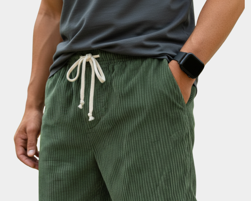Men's Elastic Waist Shorts in Army Green