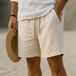 Men's Elastic Waist Shorts in Beige