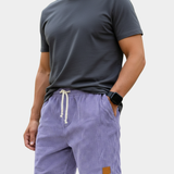 Men's Elastic Waist Shorts in Purple