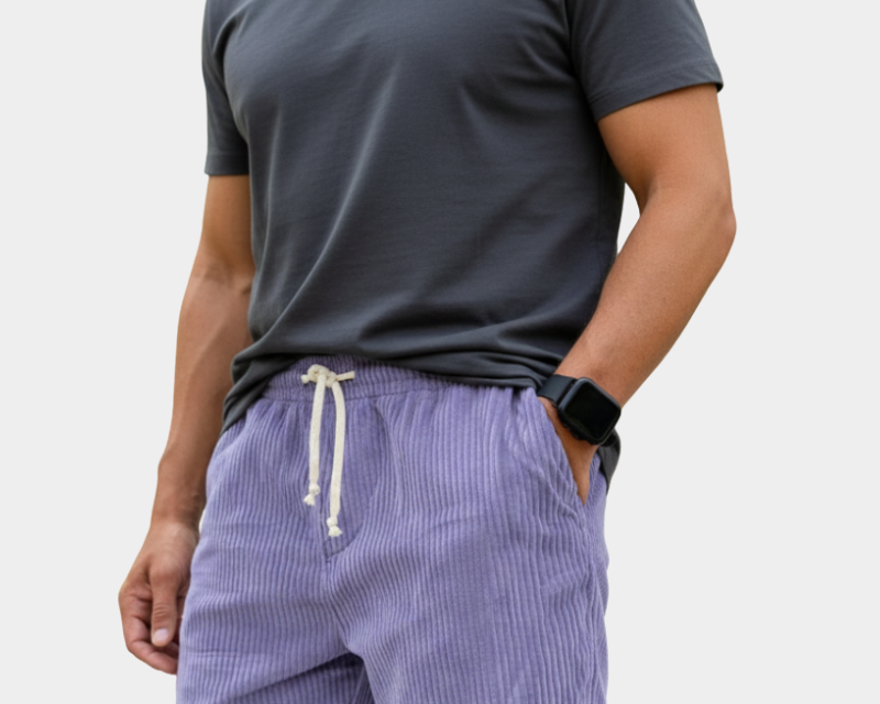 Men's Elastic Waist Shorts in Purple