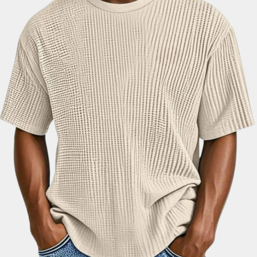 Men's Waffle Knit T-Shirt | Breathable Textured Crewneck Tee