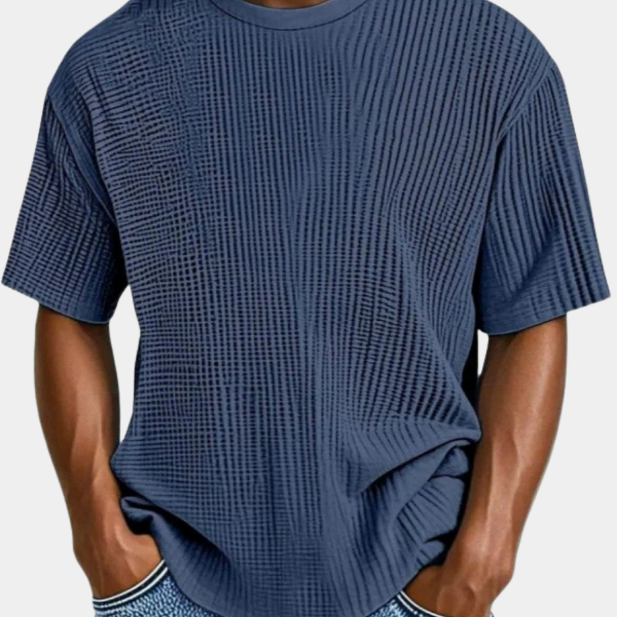 Men's Waffle Knit T-Shirt | Breathable Textured Crewneck Tee