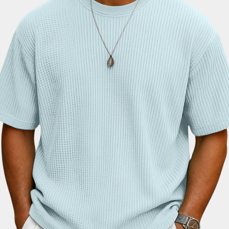 Men's Waffle Knit T-Shirt | Breathable Textured Crewneck Tee