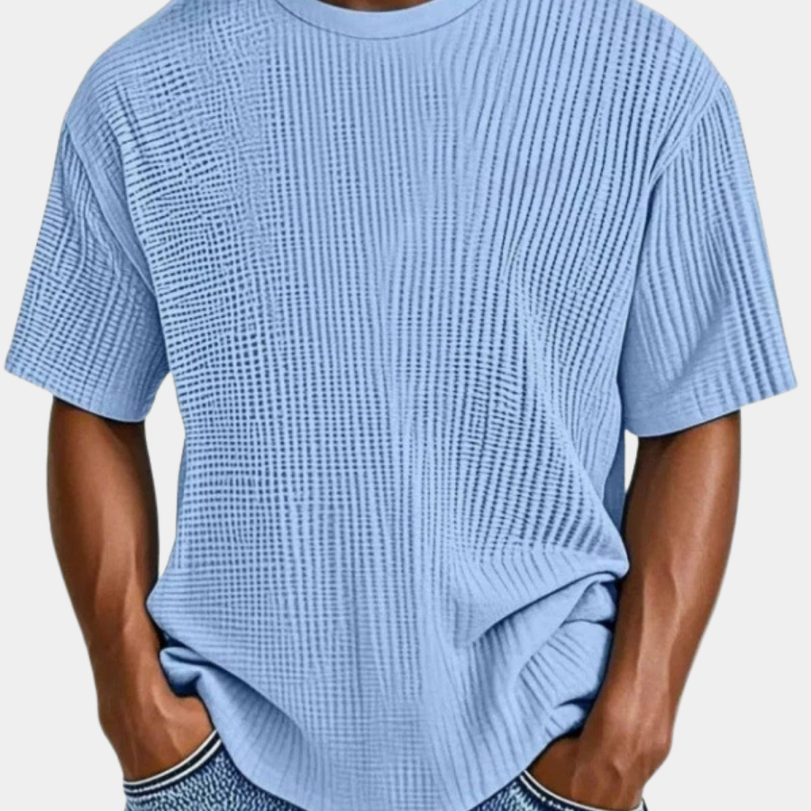 Men's Waffle Knit T-Shirt | Breathable Textured Crewneck Tee