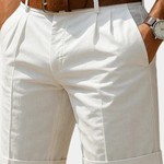 White pleated tailored shorts