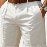 White pleated tailored shorts