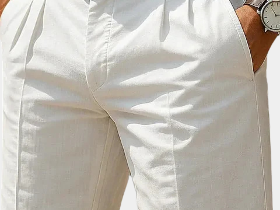 White pleated tailored shorts