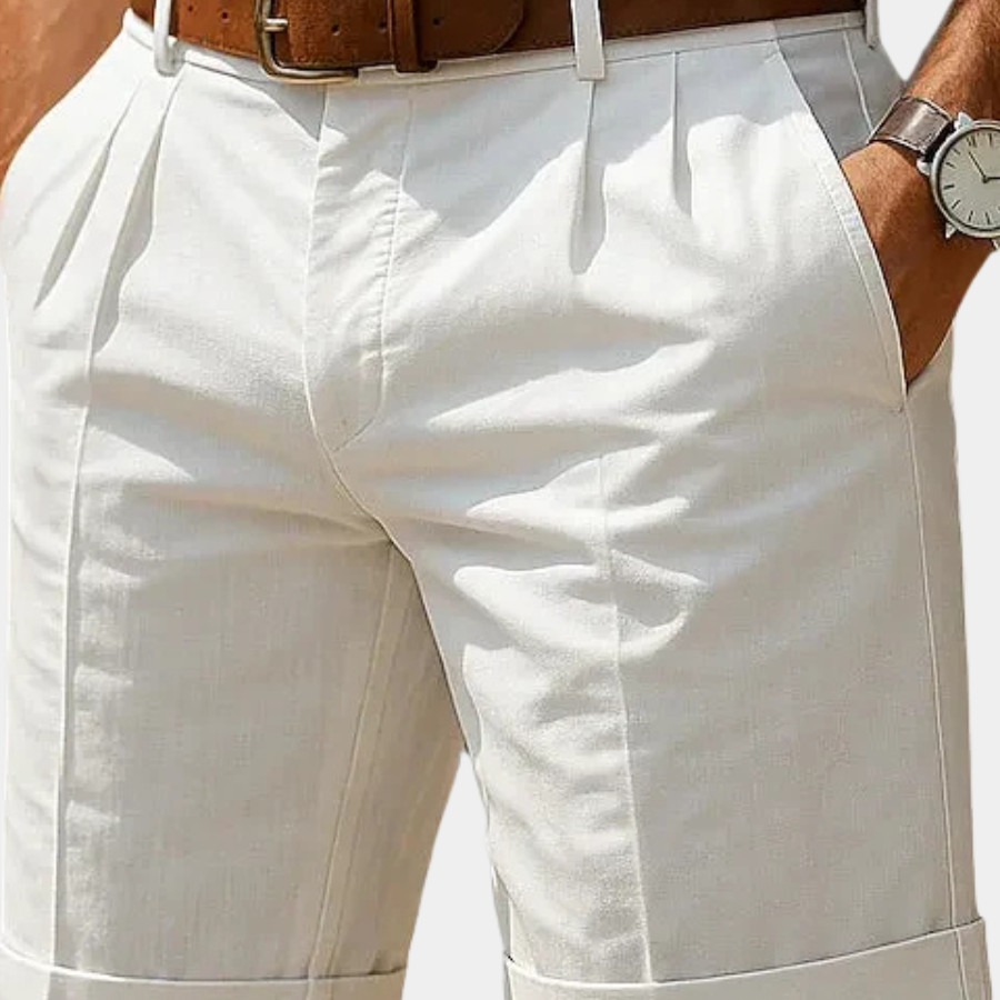 White pleated tailored shorts