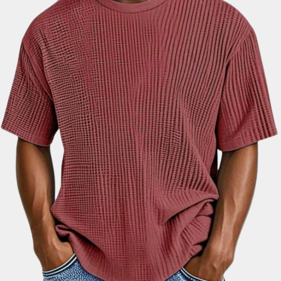 Men's Waffle Knit T-Shirt | Breathable Textured Crewneck Tee