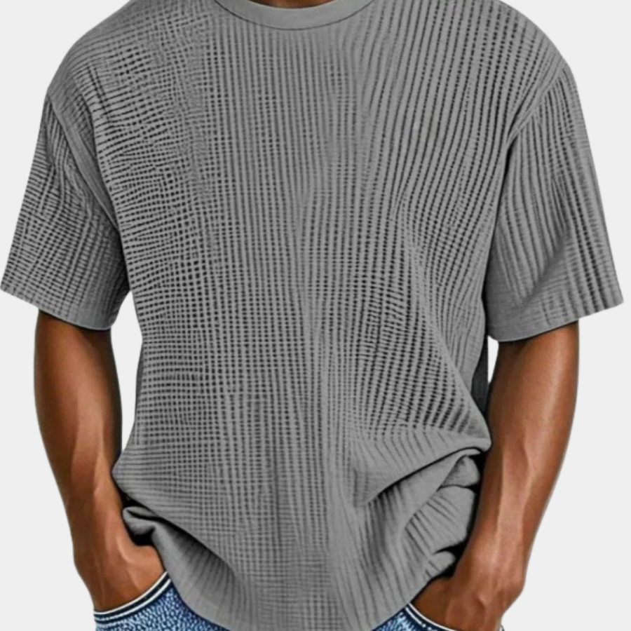 Men's Waffle Knit T-Shirt | Breathable Textured Crewneck Tee