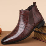Elegant Chelsea Ankle Boots | Crocodile Texture with Slip-On Design | Stylish Footwear for Versatile Outfits 0