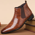 Elegant Chelsea Ankle Boots | Crocodile Texture with Slip-On Design | Stylish Footwear for Versatile Outfits 1