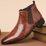 Elegant Chelsea Ankle Boots | Crocodile Texture with Slip-On Design | Stylish Footwear for Versatile Outfits 1