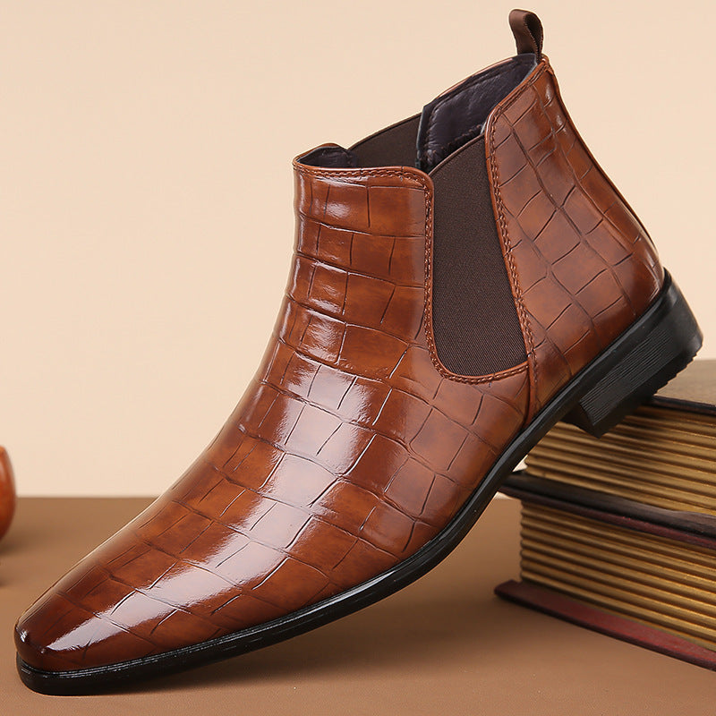 Elegant Chelsea Ankle Boots | Crocodile Texture with Slip-On Design | Stylish Footwear for Versatile Outfits 1