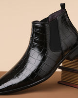 Elegant Chelsea Ankle Boots | Crocodile Texture with Slip-On Design | Stylish Footwear for Versatile Outfits 3