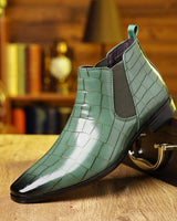 Elegant Chelsea Ankle Boots | Crocodile Texture with Slip-On Design | Stylish Footwear for Versatile Outfits 4