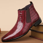Elegant Chelsea Ankle Boots | Crocodile Texture with Slip-On Design | Stylish Footwear for Versatile Outfits 5