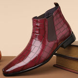 Elegant Chelsea Ankle Boots | Crocodile Texture with Slip-On Design | Stylish Footwear for Versatile Outfits 5