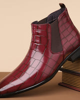 Elegant Chelsea Ankle Boots | Crocodile Texture with Slip-On Design | Stylish Footwear for Versatile Outfits 5