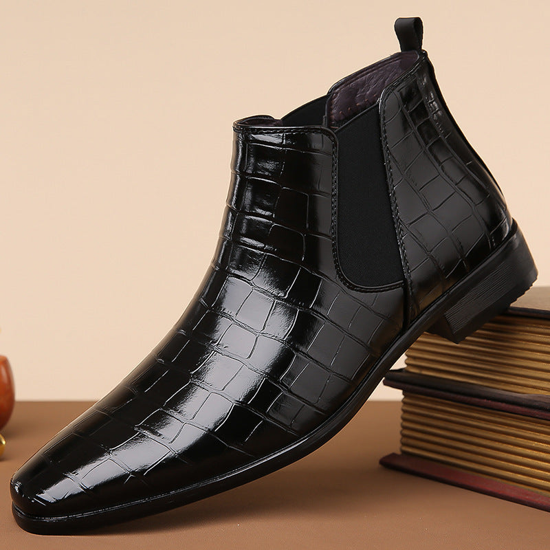 Elegant Chelsea Ankle Boots | Crocodile Texture with Slip-On Design | Stylish Footwear for Versatile Outfits 6