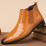Elegant Chelsea Ankle Boots | Crocodile Texture with Slip-On Design | Stylish Footwear for Versatile Outfits 7