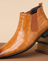 Elegant Chelsea Ankle Boots | Crocodile Texture with Slip-On Design | Stylish Footwear for Versatile Outfits 7