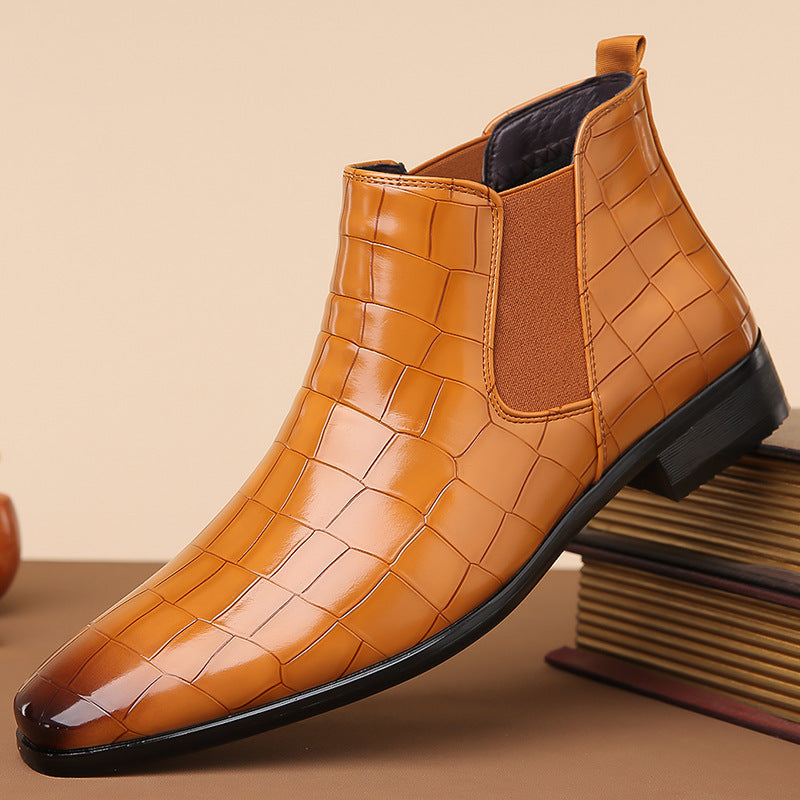 Elegant Chelsea Ankle Boots | Crocodile Texture with Slip-On Design | Stylish Footwear for Versatile Outfits 7
