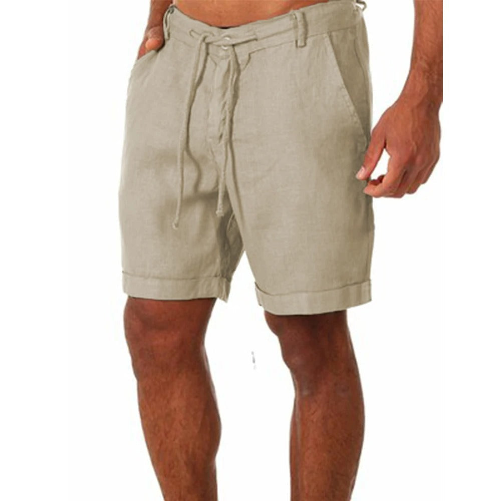 Men's Linen Shorts in Beige