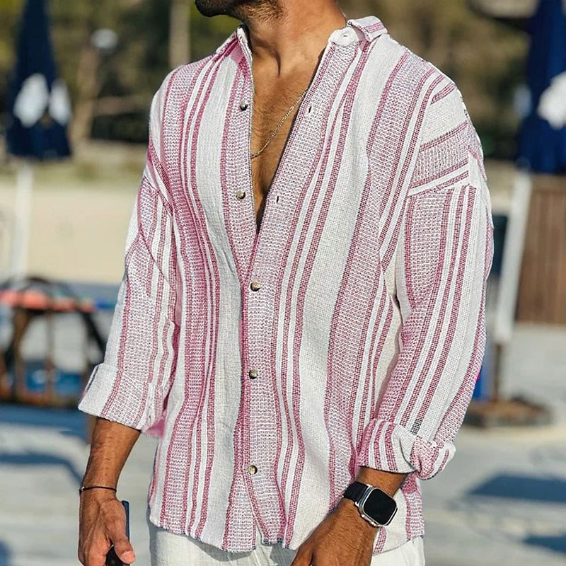 Pink striped linen shirt